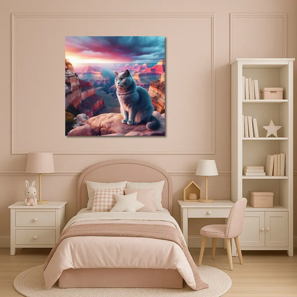 Russian Blue Cat Grand Canyon Sunset – Wall Art