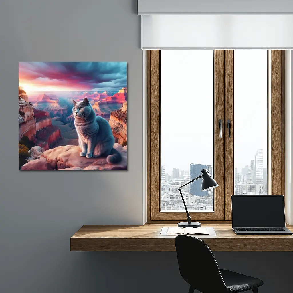 Russian Blue Cat Grand Canyon Sunset – Wall Art