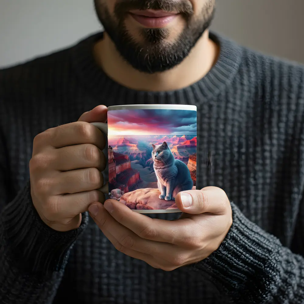 Russian Blue Cat Grand Canyon Sunset – Mugs