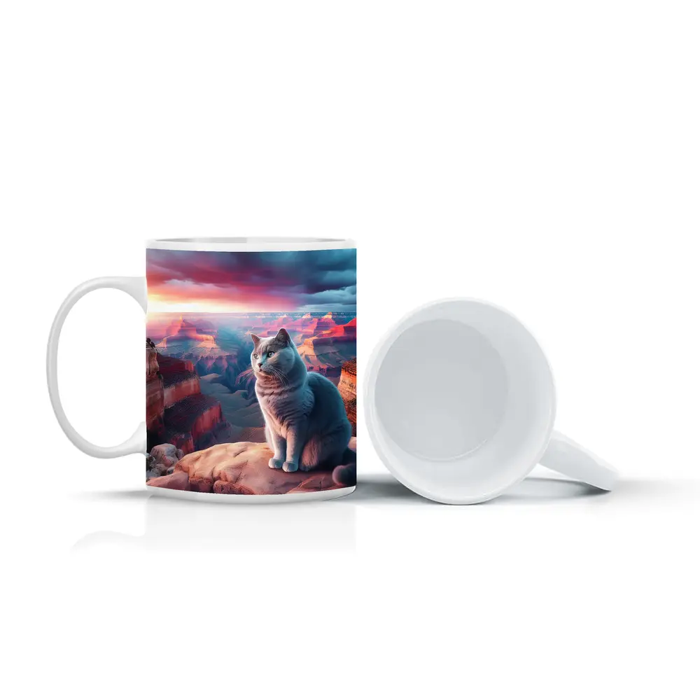 Russian Blue Cat Grand Canyon Sunset – Mugs