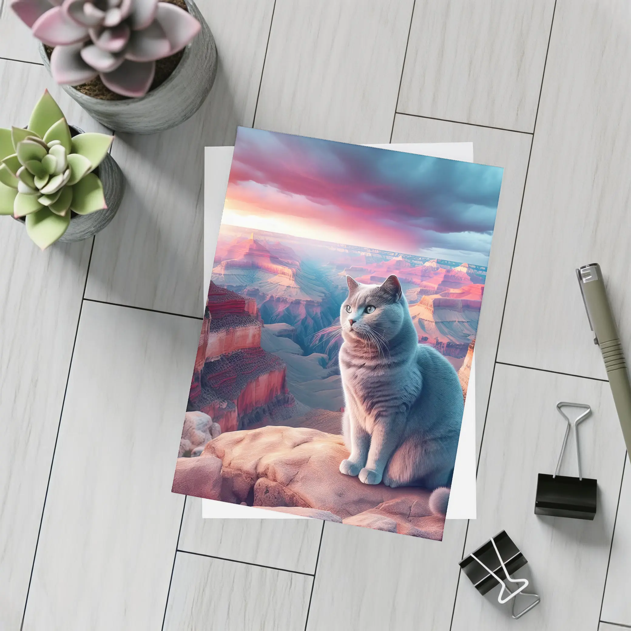 Russian Blue Cat Grand Canyon Sunset – Postcards