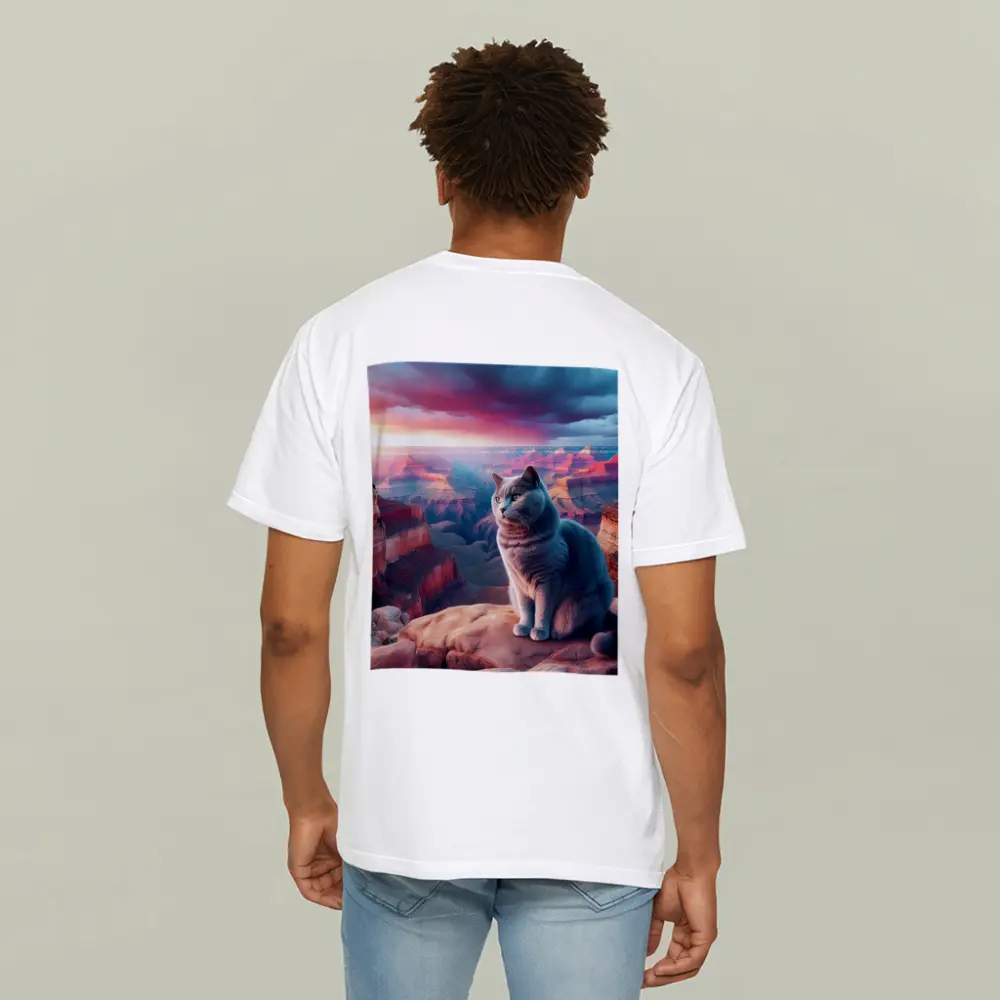 Russian Blue Cat Grand Canyon Sunset – T-Shirts