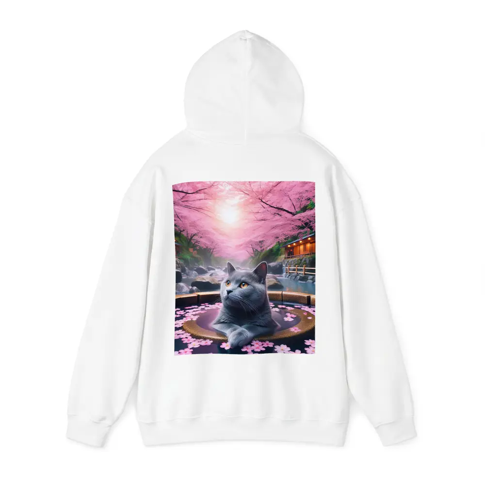 Russian Blue Cat Cherry Blossom Hot Spring – Hoodies