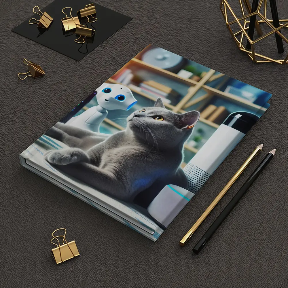 Gray Cat Among Smart Home Devices Indoors – Notebooks