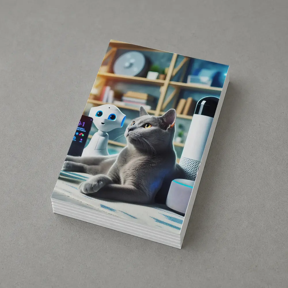 Gray Cat Among Smart Home Devices Indoors – Postcards