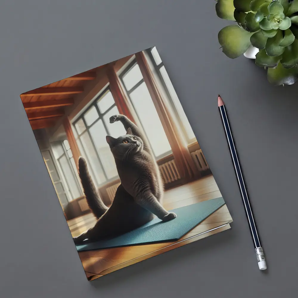 Gray Cat Doing Yoga Sunny Studio – Notebooks