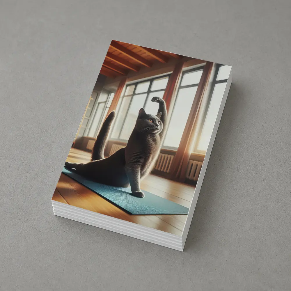 Gray Cat Doing Yoga Sunny Studio – Postcards