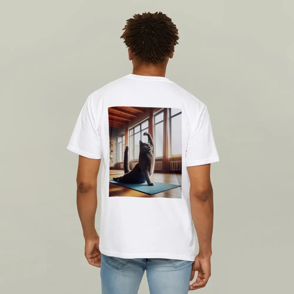 Gray Cat Doing Yoga Sunny Studio – T-Shirts
