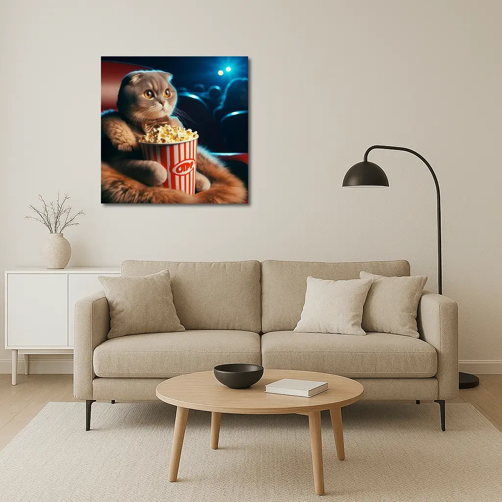 Scottish Fold Cat Cinema Popcorn Bow Tie – Wall Art