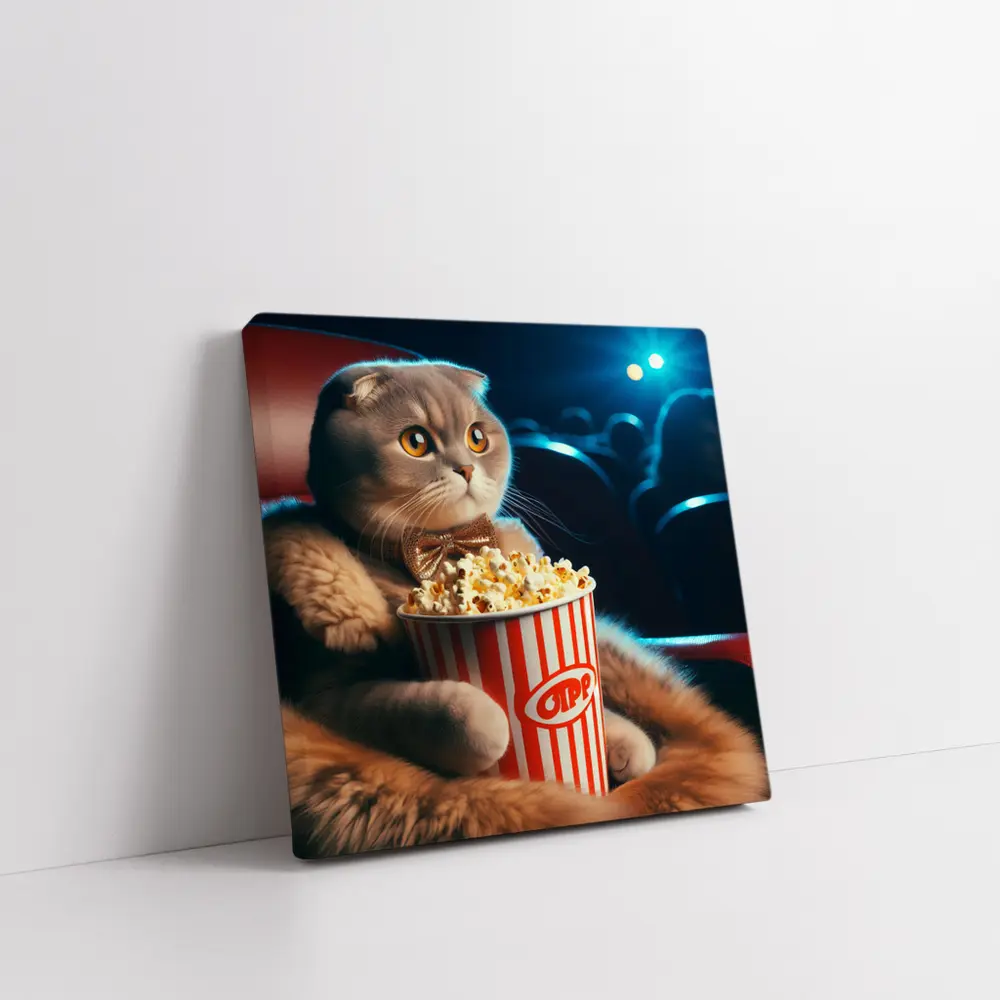 Scottish Fold Cat Cinema Popcorn Bow Tie – Wall Art