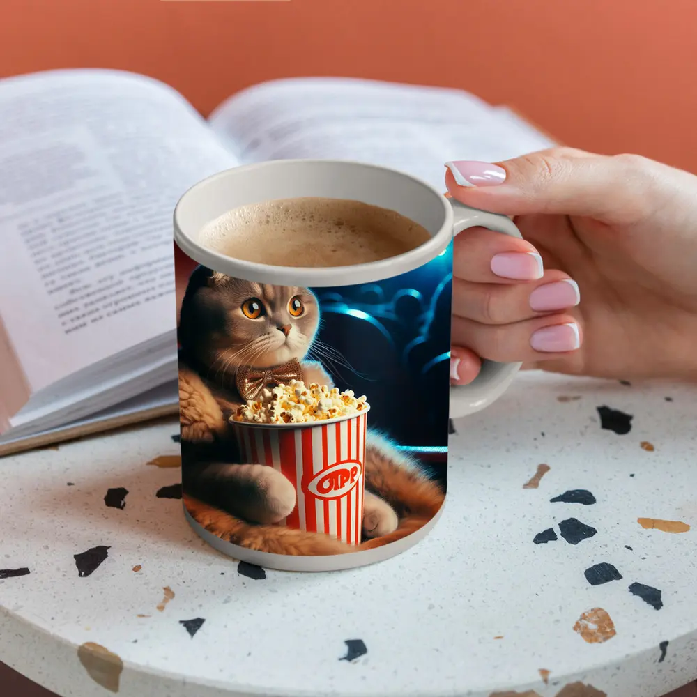 Scottish Fold Cat Cinema Popcorn Bow Tie – Mugs