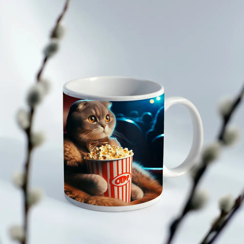 Scottish Fold Cat Cinema Popcorn Bow Tie – Mugs
