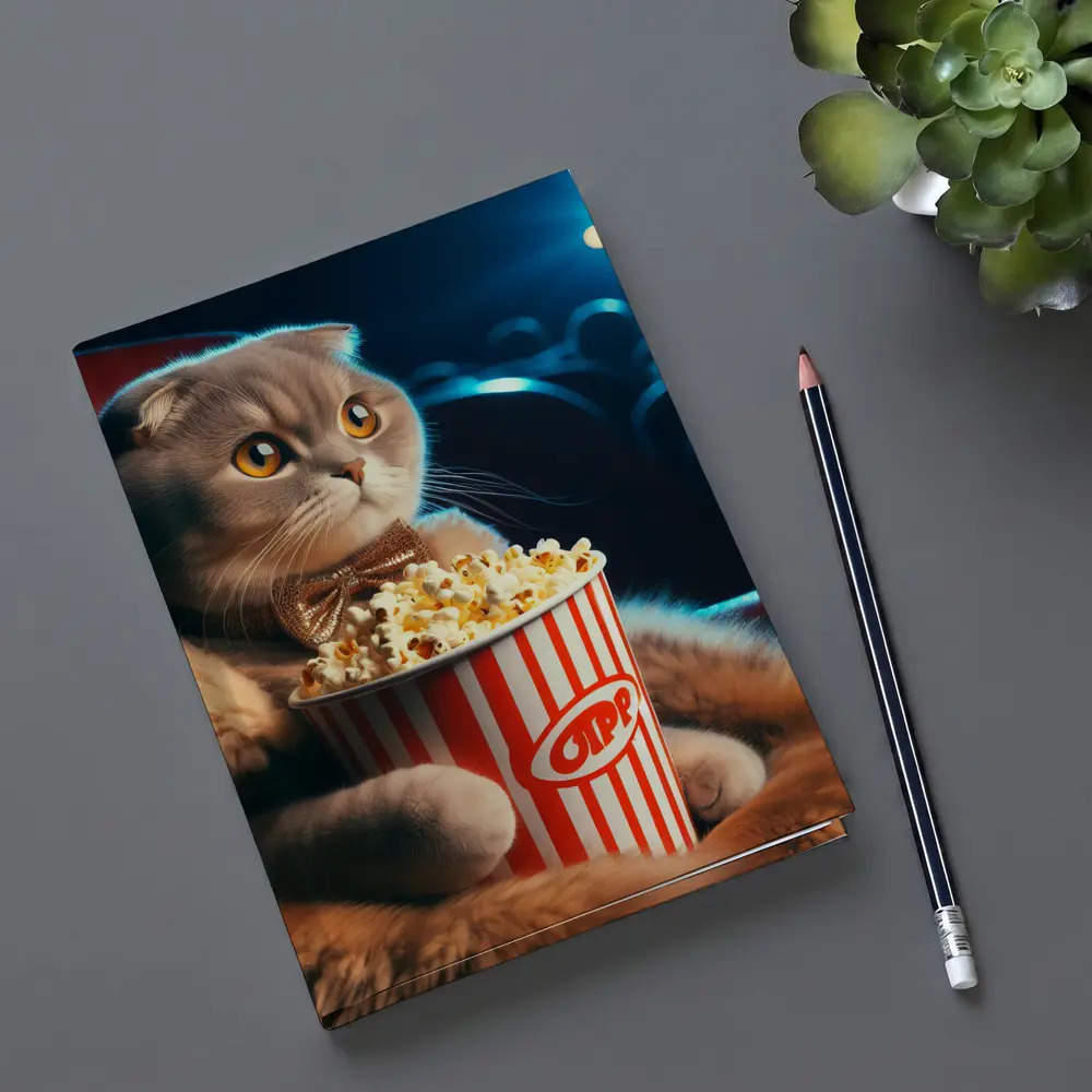 Scottish Fold Cat Cinema Popcorn Bow Tie – Notebooks