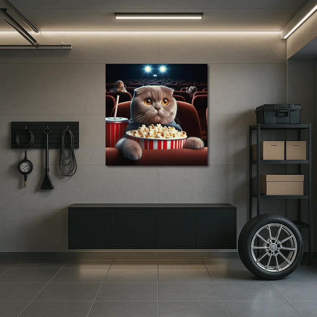 Scottish Fold Cat Cinema Popcorn Movie Night – Wall Art