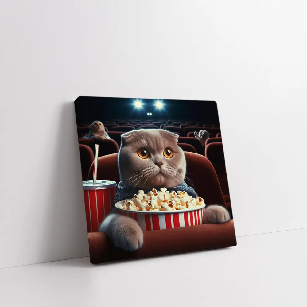 Scottish Fold Cat Cinema Popcorn Movie Night – Wall Art
