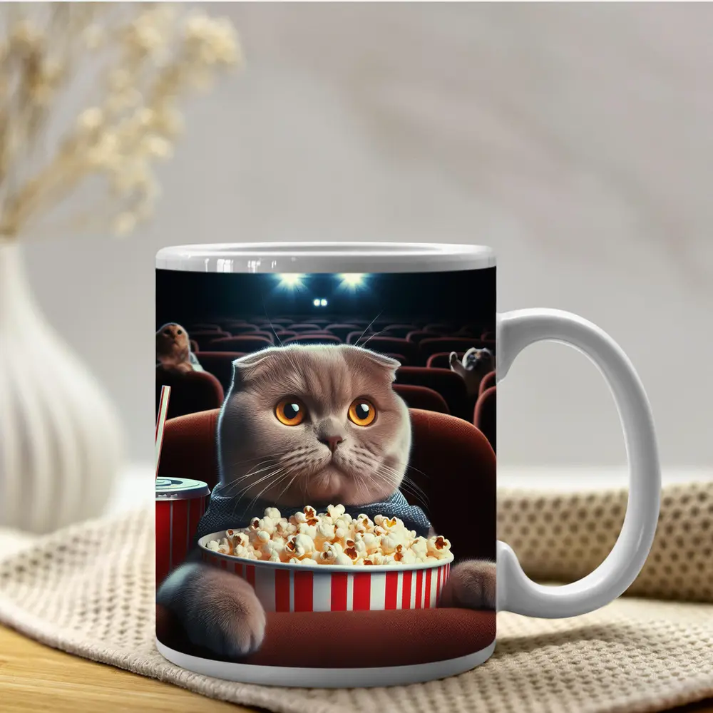 Scottish Fold Cat Cinema Popcorn Movie Night – Mugs