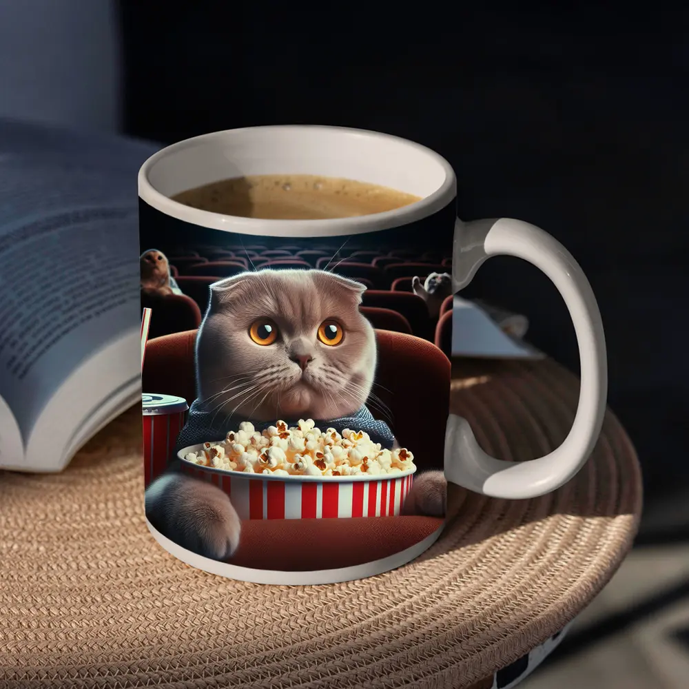 Scottish Fold Cat Cinema Popcorn Movie Night – Mugs