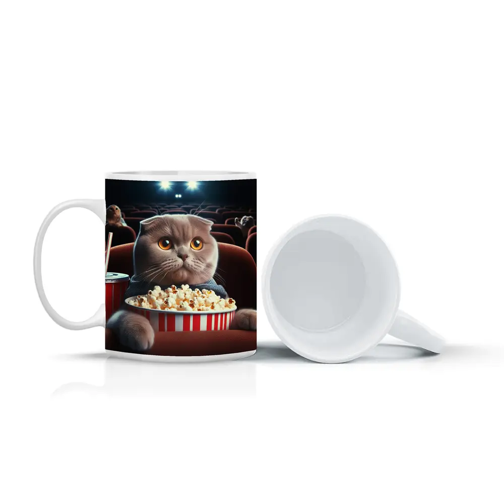 Scottish Fold Cat Cinema Popcorn Movie Night – Mugs