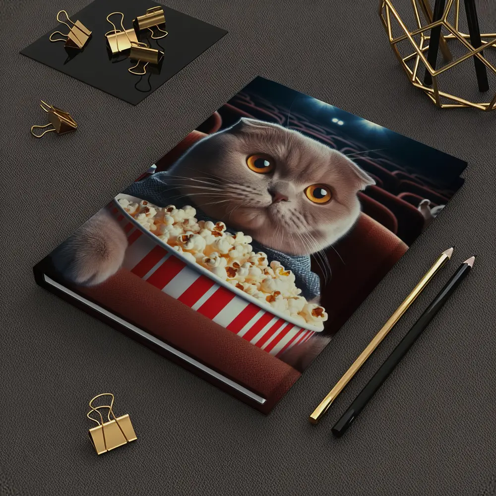 Scottish Fold Cat Cinema Popcorn Movie Night – Notebooks