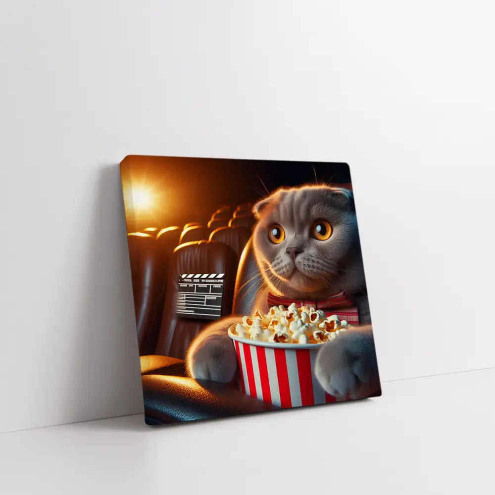 Scottish Fold Cat Cinema Popcorn Movie Night – Wall Art