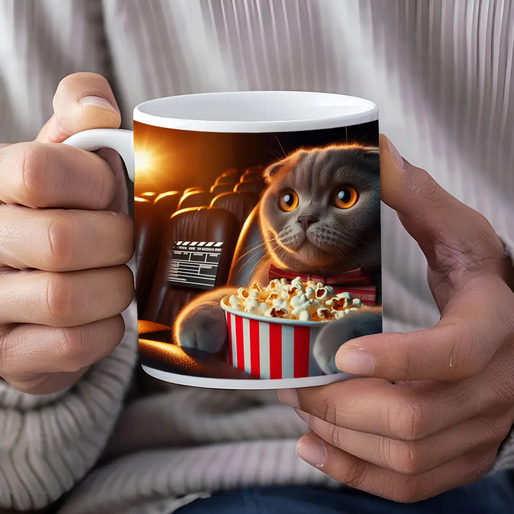 Scottish Fold Cat Cinema Popcorn Movie Night – Mugs