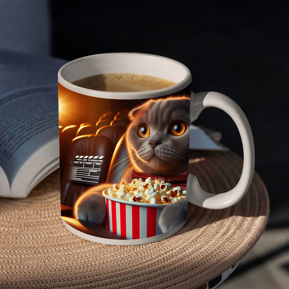 Scottish Fold Cat Cinema Popcorn Movie Night – Mugs