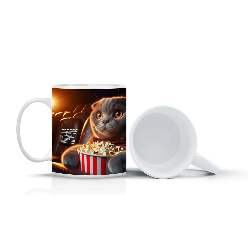Scottish Fold Cat Cinema Popcorn Movie Night – Mugs