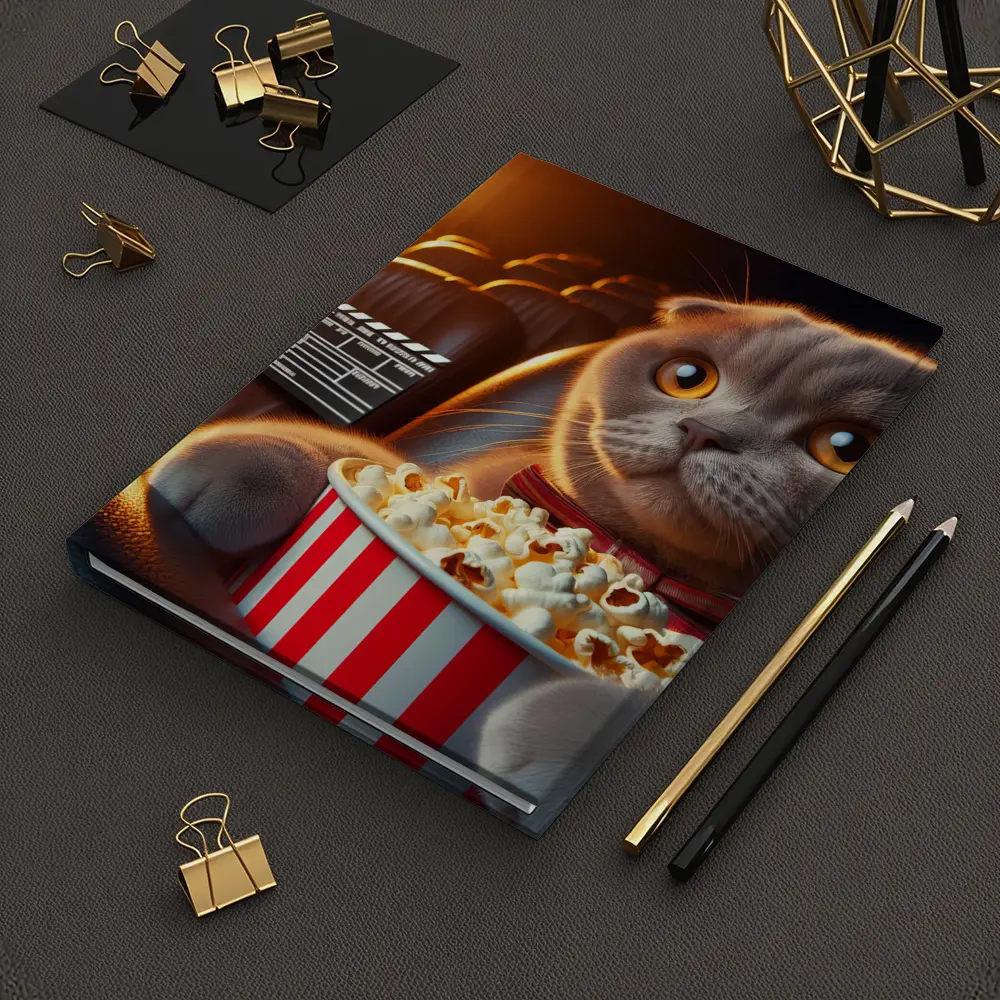 Scottish Fold Cat Cinema Popcorn Movie Night – Notebooks