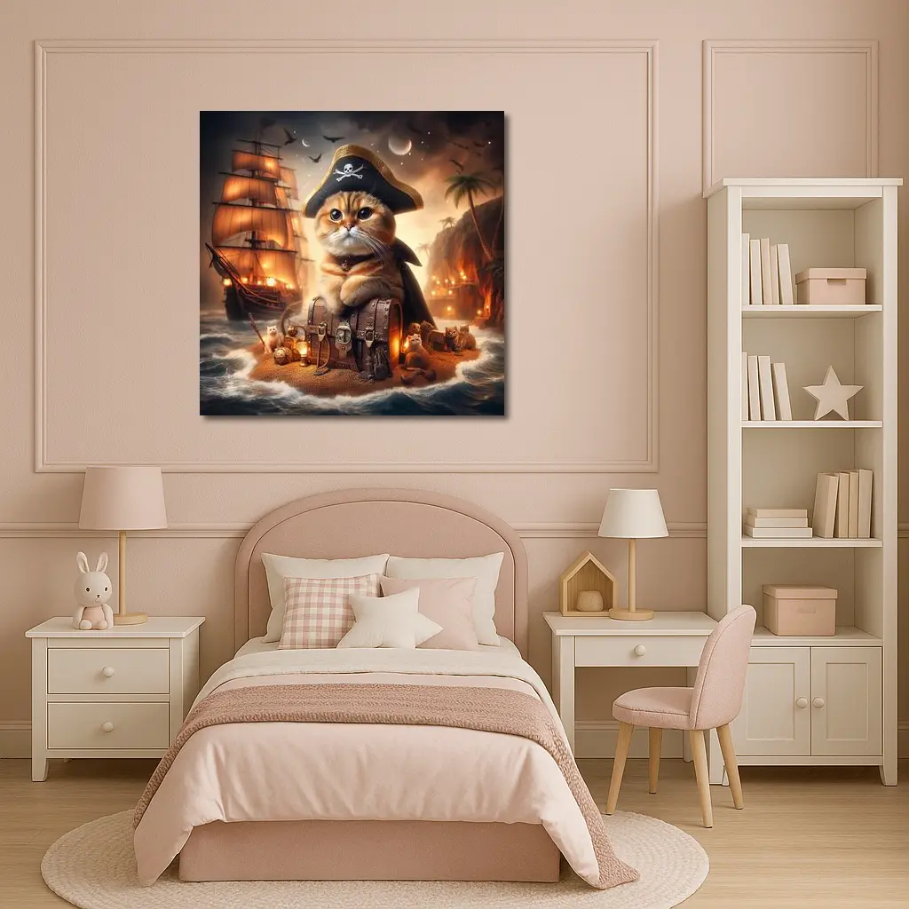 Scottish Fold Pirate Cat Treasure Island Fantasy – Wall Art