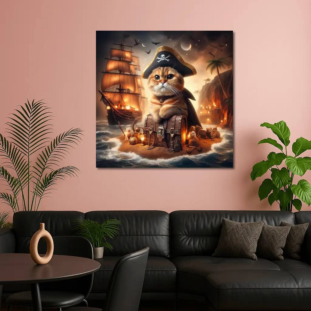 Scottish Fold Pirate Cat Treasure Island Fantasy – Wall Art