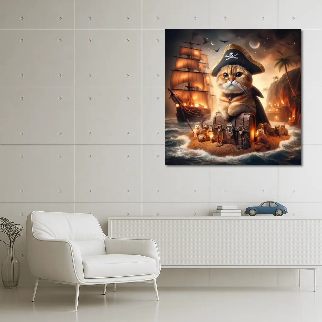 Scottish Fold Pirate Cat Treasure Island Fantasy – Wall Art