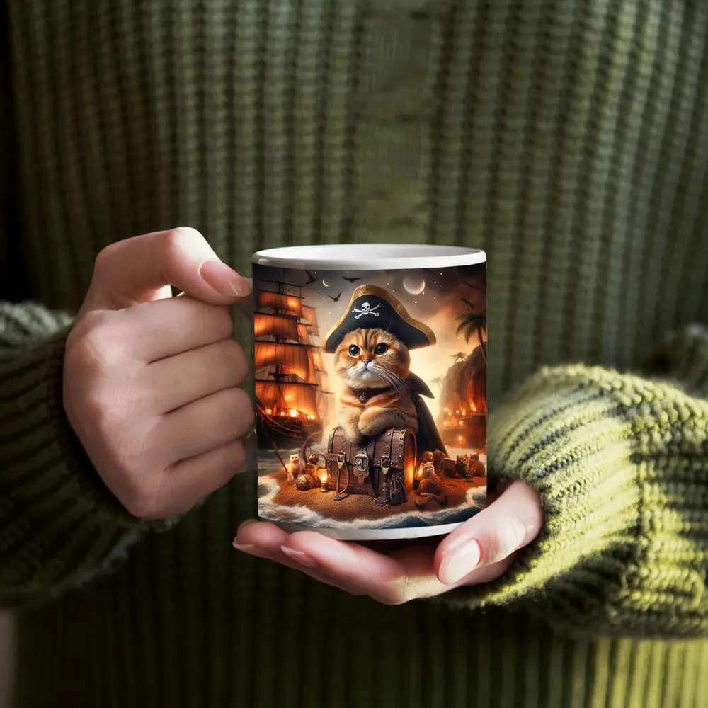 Scottish Fold Pirate Cat Treasure Island Fantasy – Mugs