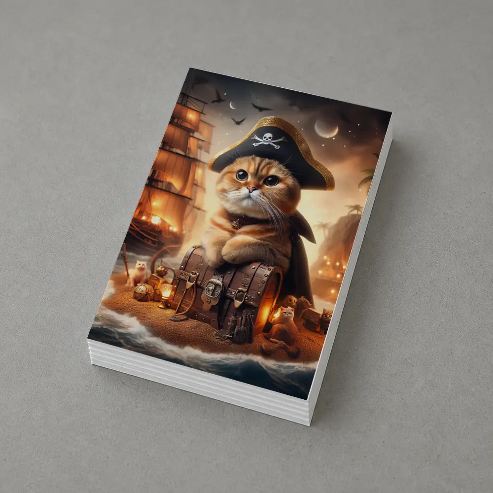 Scottish Fold Pirate Cat Treasure Island Fantasy – Postcards