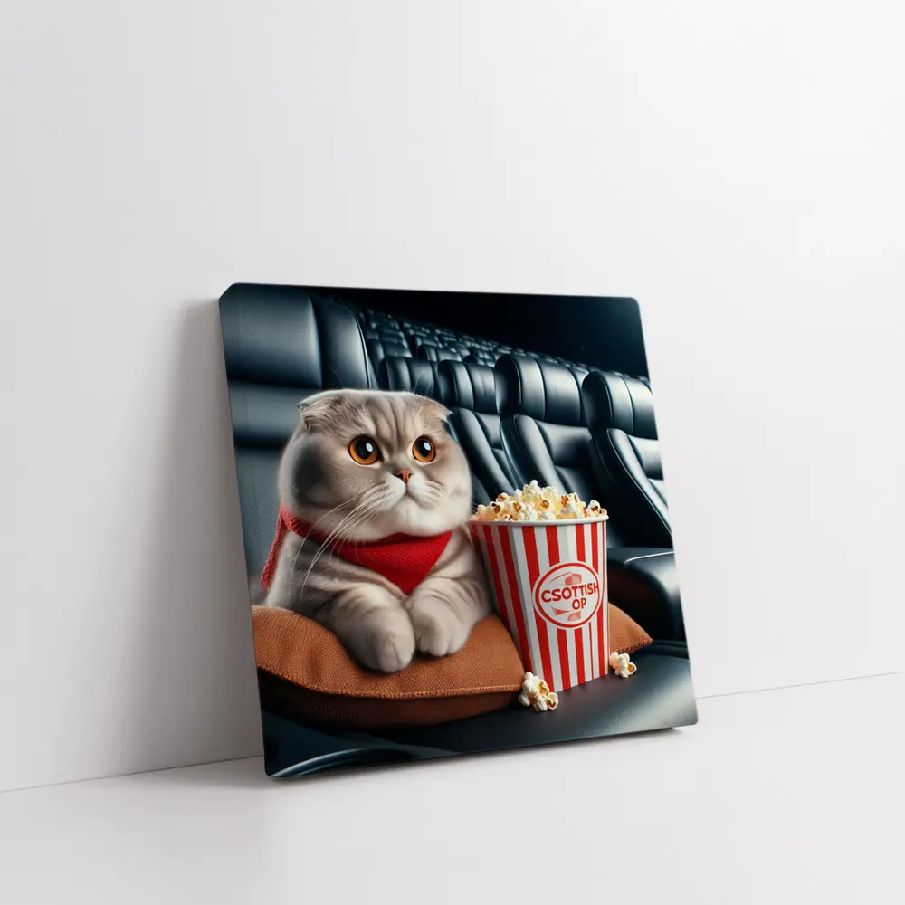 Scottish Fold Cat Cinema Popcorn Movie Night – Wall Art