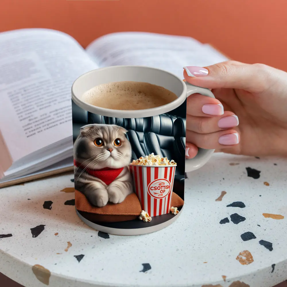 Scottish Fold Cat Cinema Popcorn Movie Night – Mugs