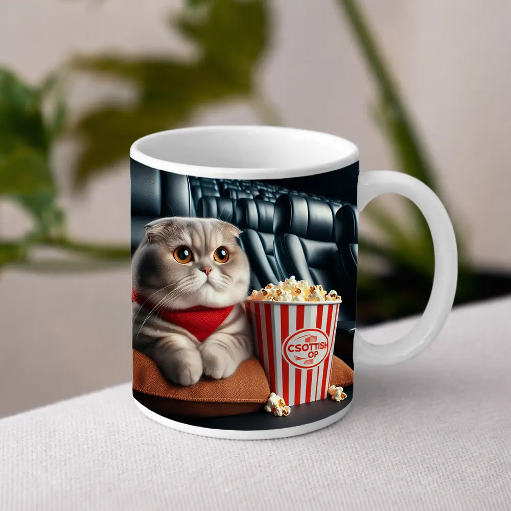 Scottish Fold Cat Cinema Popcorn Movie Night – Mugs