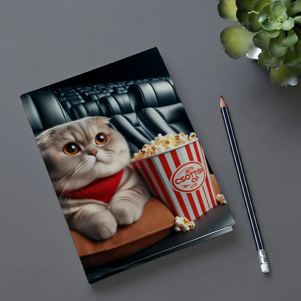 Scottish Fold Cat Cinema Popcorn Movie Night – Notebooks
