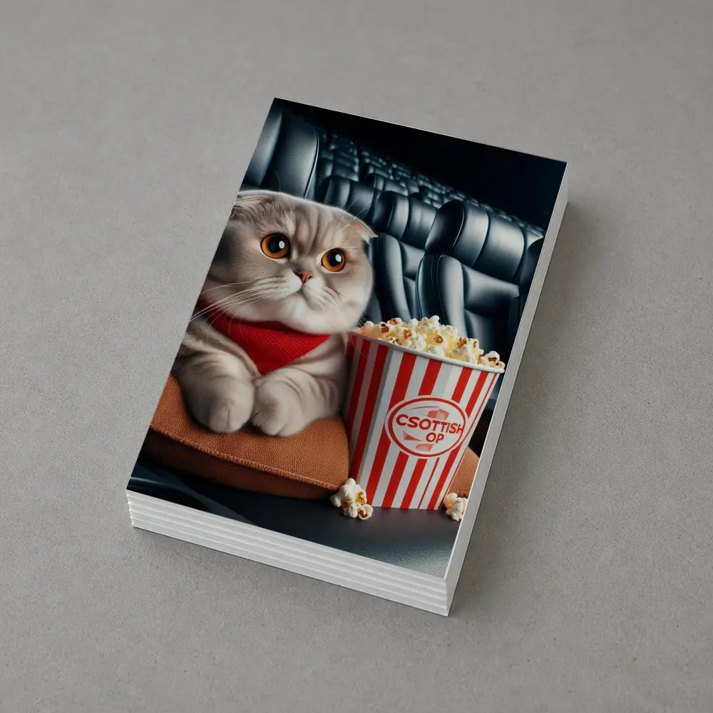 Scottish Fold Cat Cinema Popcorn Movie Night – Postcards