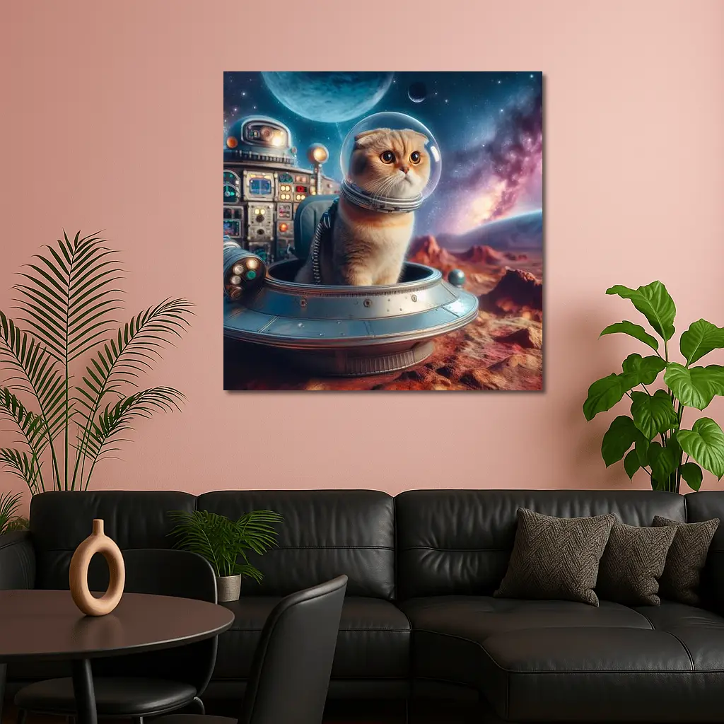 Scottish Fold Cat Astronaut Space Planet – Wall Art