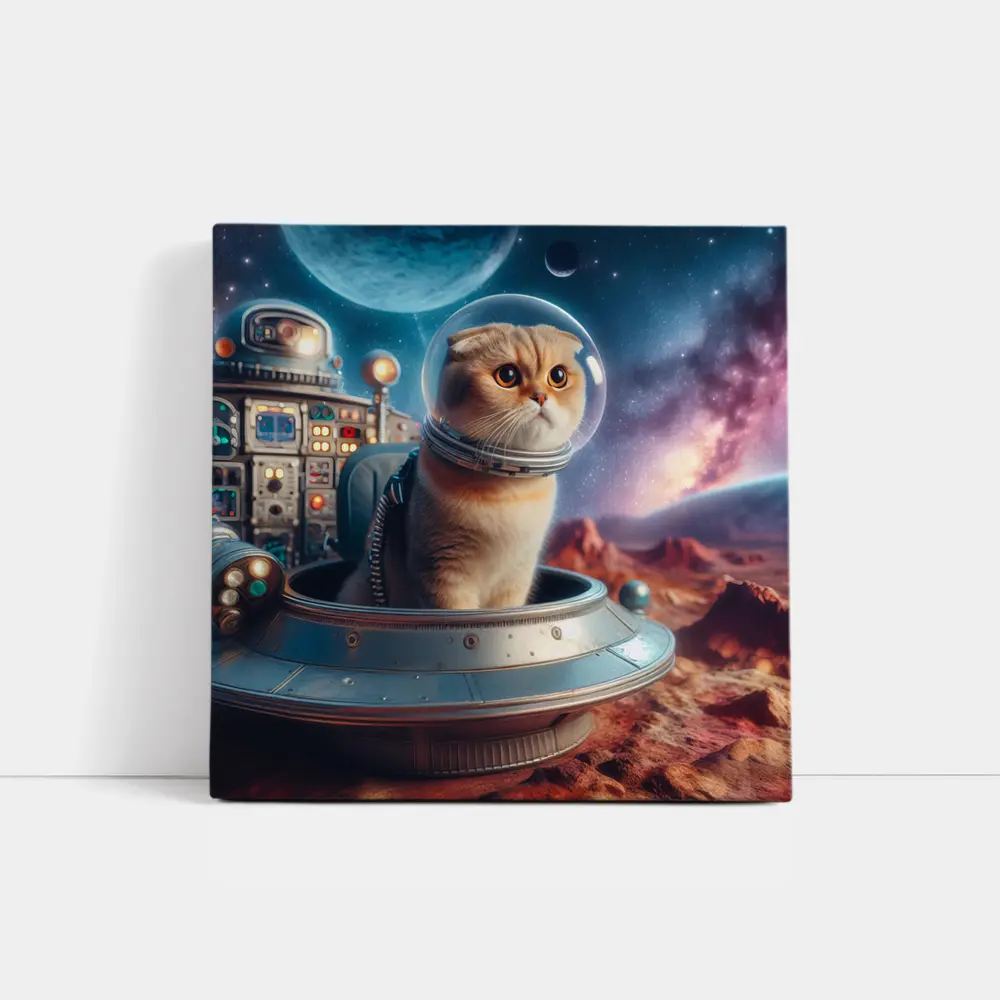 Scottish Fold Cat Astronaut Space Planet – Wall Art