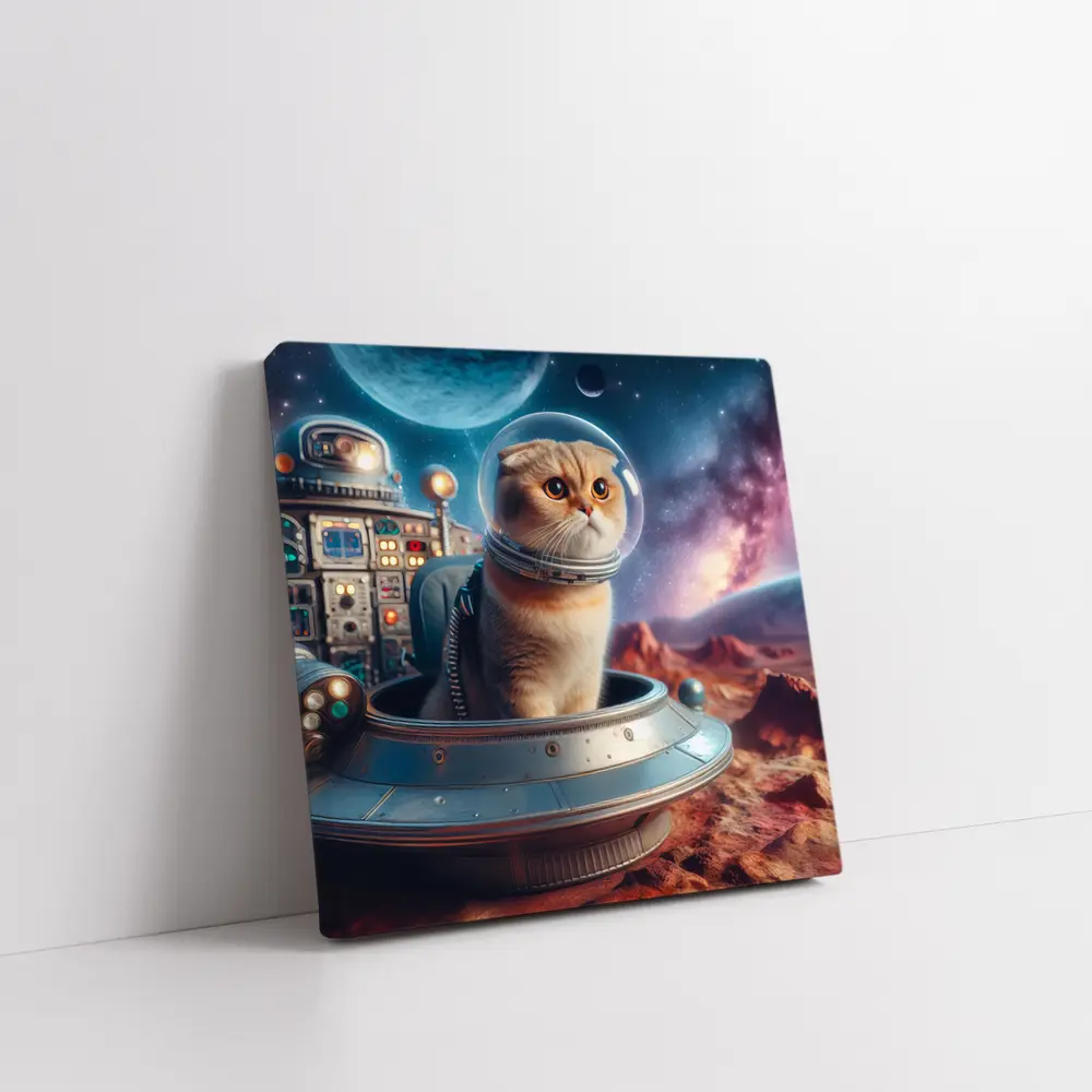 Scottish Fold Cat Astronaut Space Planet – Wall Art