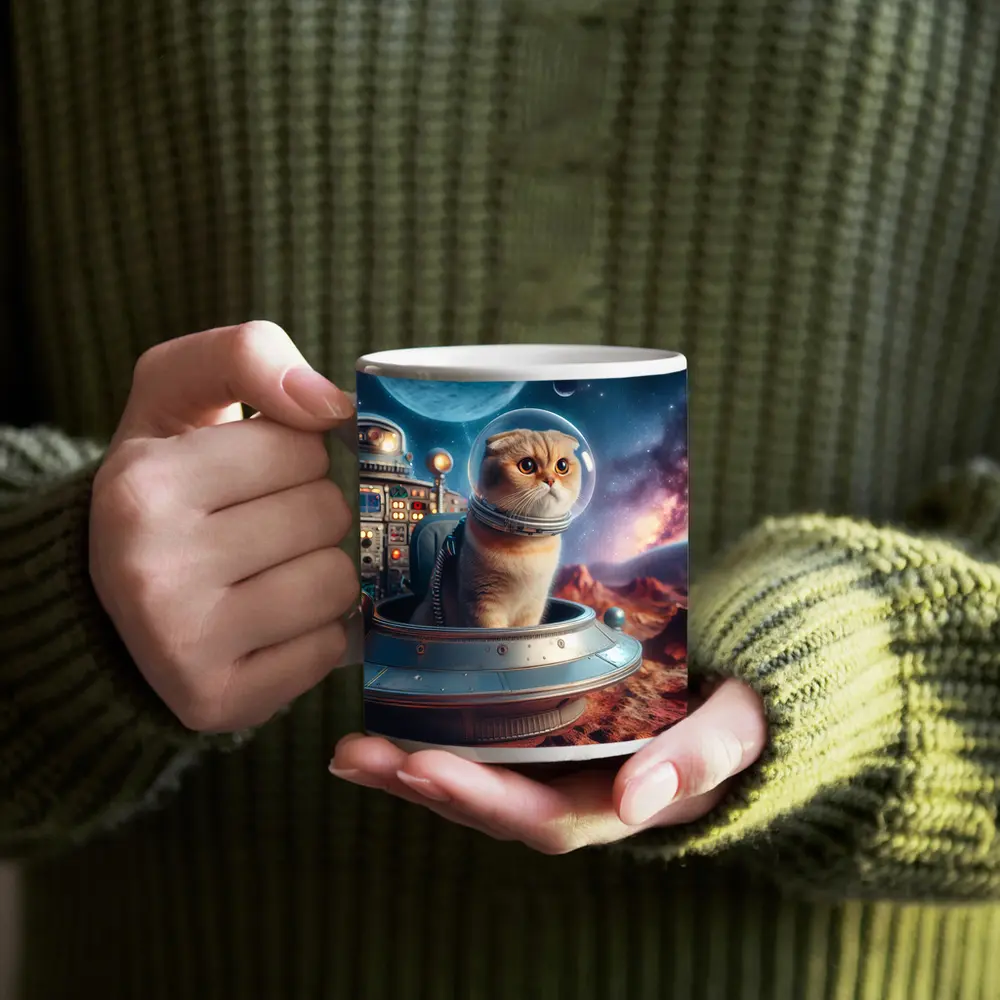 Scottish Fold Cat Astronaut Space Planet – Mugs