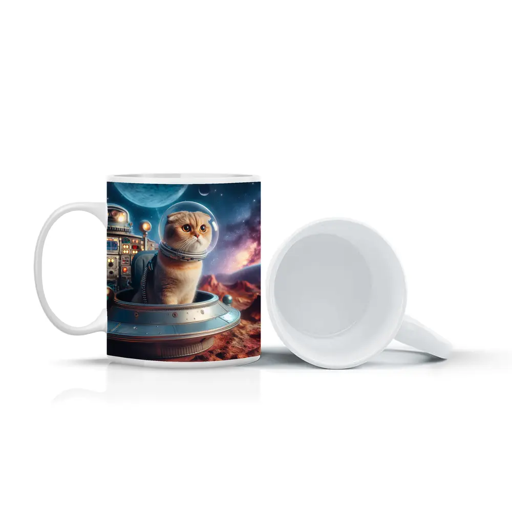 Scottish Fold Cat Astronaut Space Planet – Mugs
