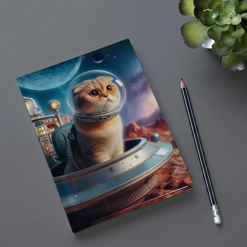 Scottish Fold Cat Astronaut Space Planet – Notebooks