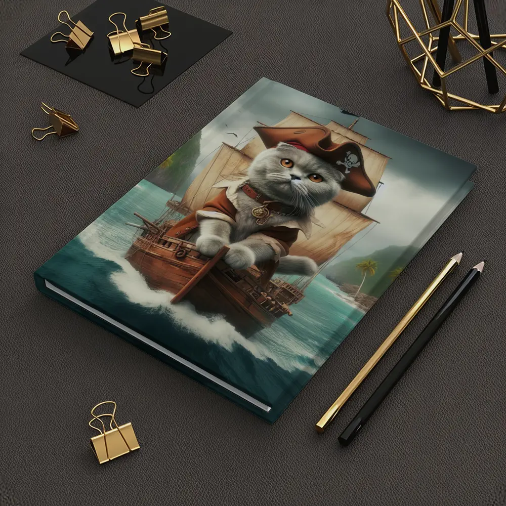 Scottish Fold Pirate Cat on Ship – Notebooks