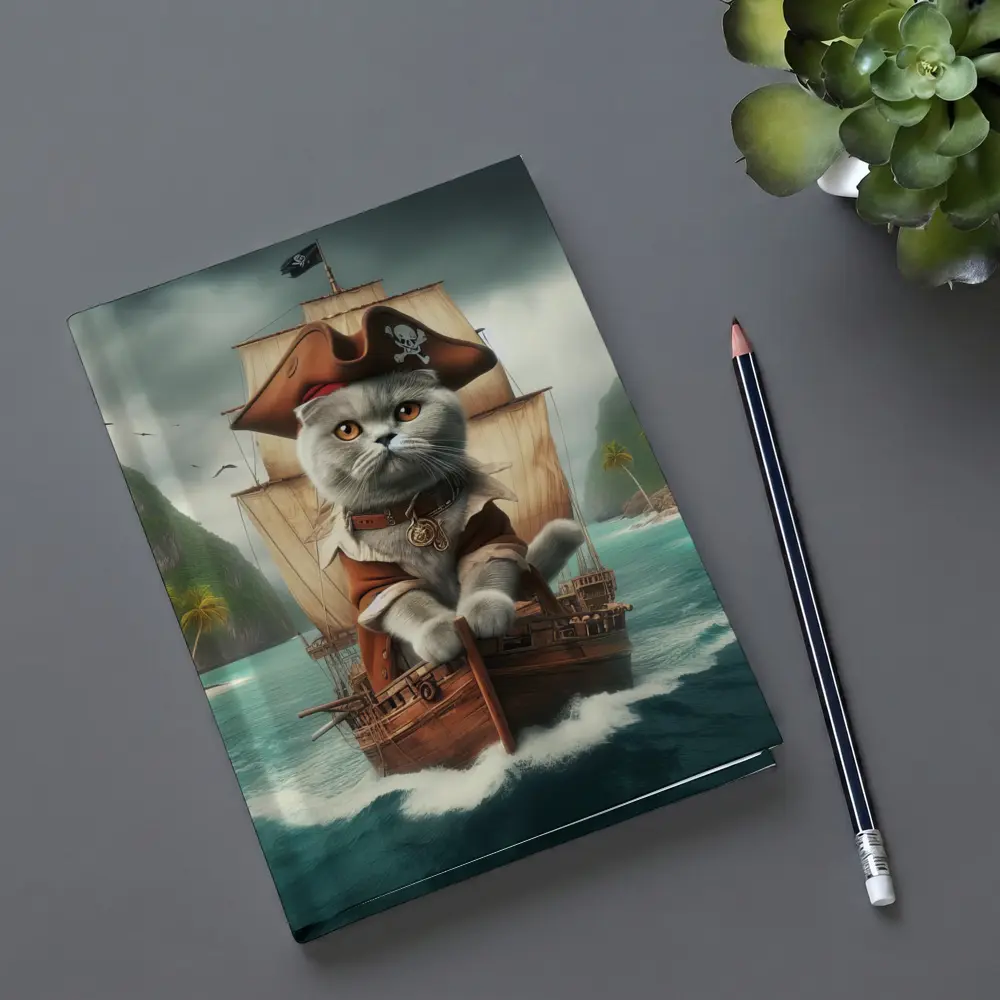 Scottish Fold Pirate Cat on Ship – Notebooks