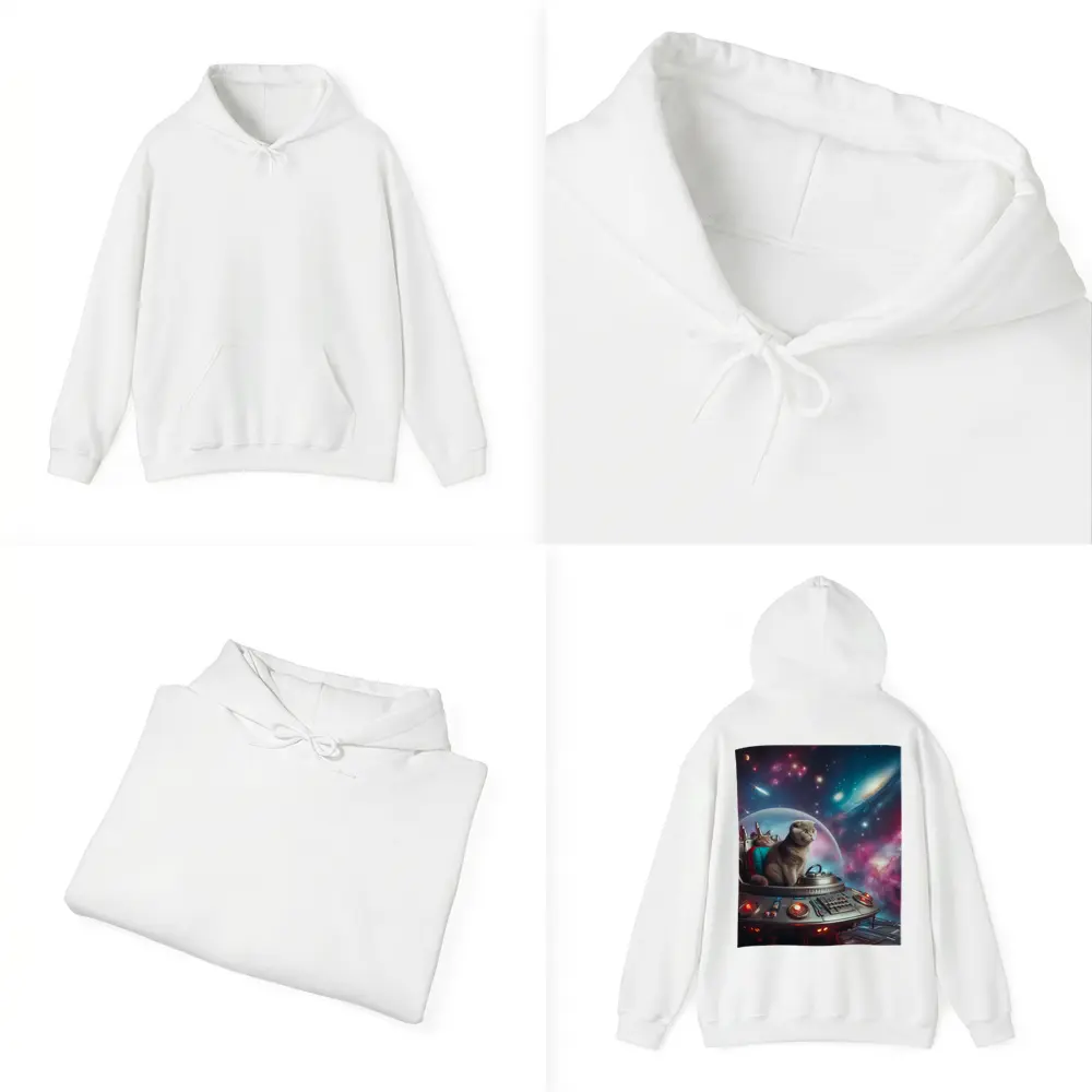 Scottish Fold Cat Piloting Space UFO – Hoodies