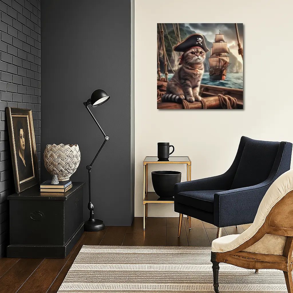 Scottish Fold Pirate Cat Ship Ocean – Wall Art