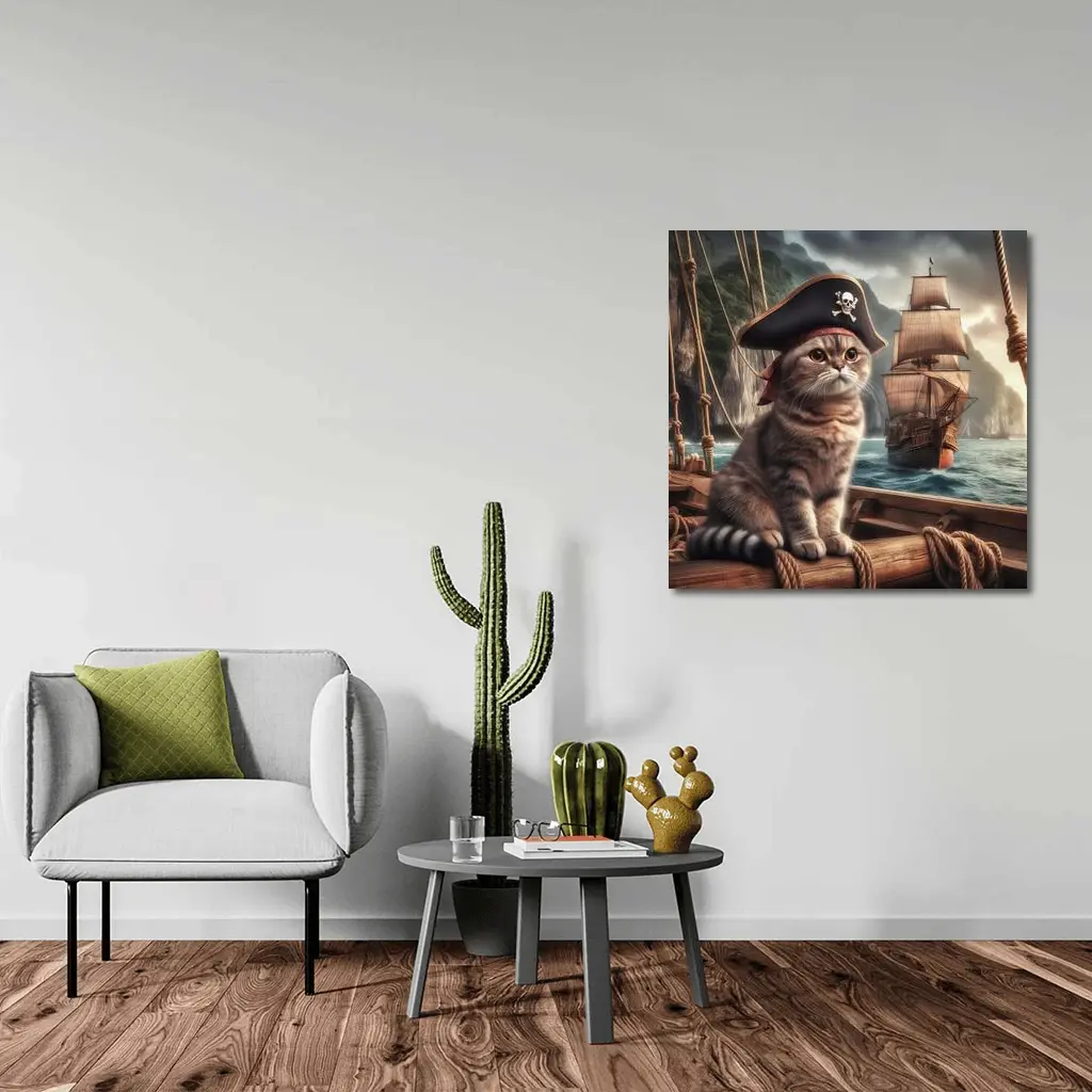 Scottish Fold Pirate Cat Ship Ocean – Wall Art