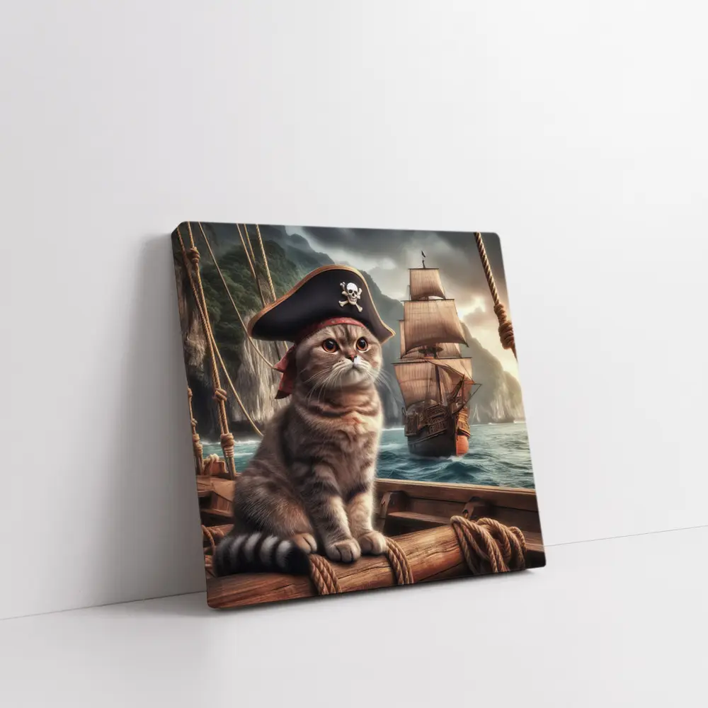 Scottish Fold Pirate Cat Ship Ocean – Wall Art